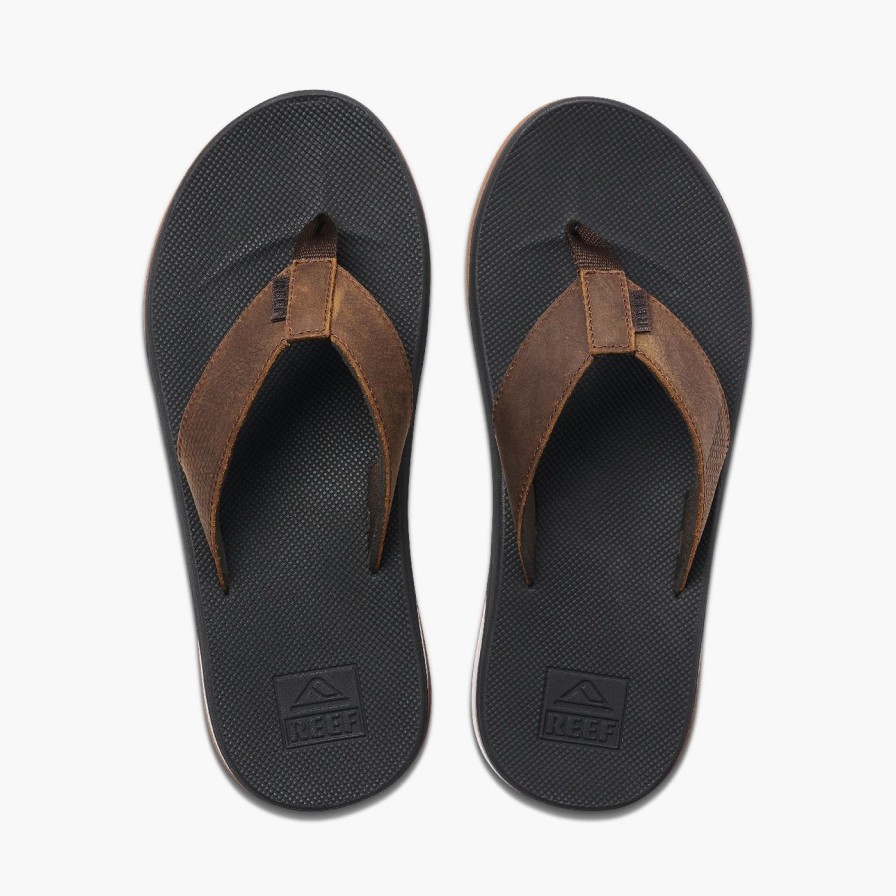 Footwear * | Reef Mens Sandals Leather Fanning Low Dark Brown (Dab)