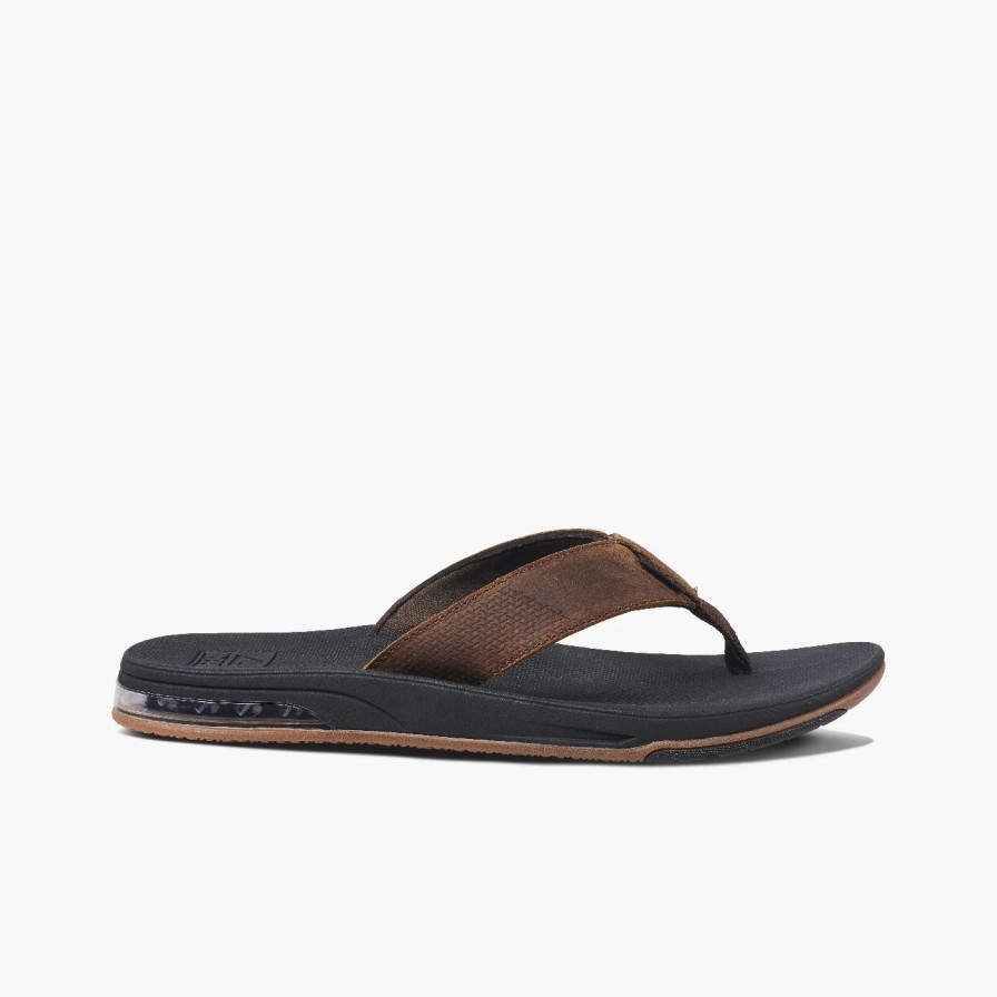 Footwear * | Reef Mens Sandals Leather Fanning Low Dark Brown (Dab)