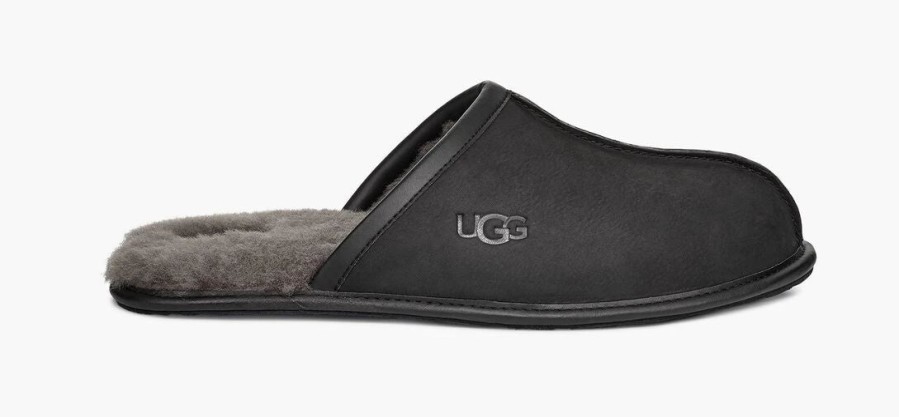 Footwear * | Ugg Mens Slipper Scuff Leather Black