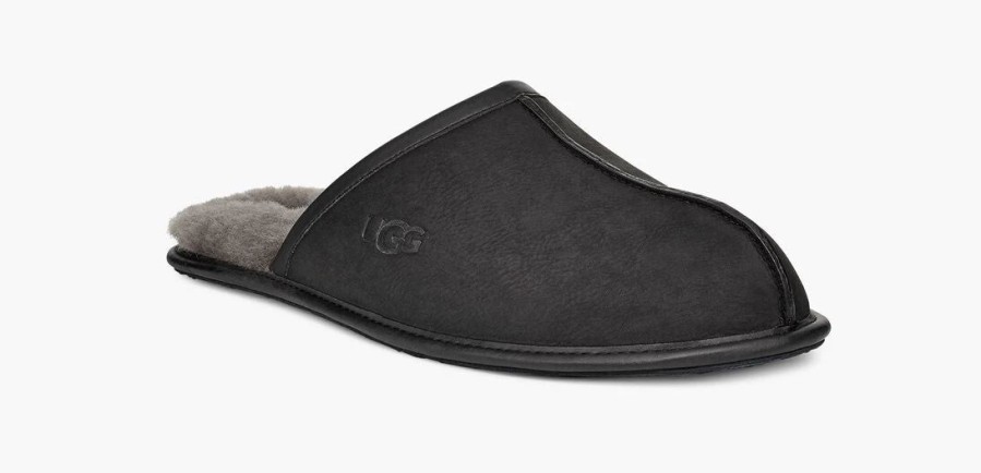 Footwear * | Ugg Mens Slipper Scuff Leather Black