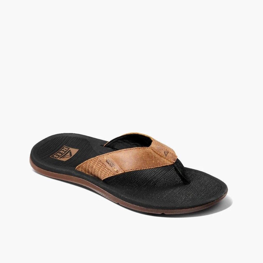 Footwear * | Reef Mens Sandals Santa Ana Le Black And Tan