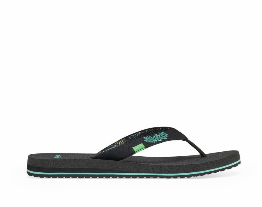 Footwear * | Sanuk Womens Sandals Yoga Paradise 2 Black Paradise Palms (Bppm)