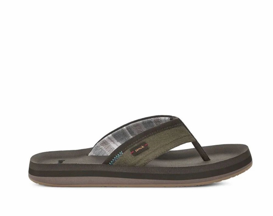 Footwear * | Sanuk Mens Sandals Big Swell St+ Dark Olive (Dol)