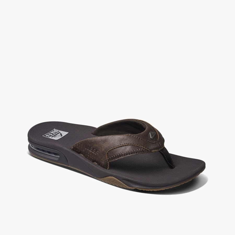 Footwear * | Reef Mens Sandals Leather Fanning Lux Espresso