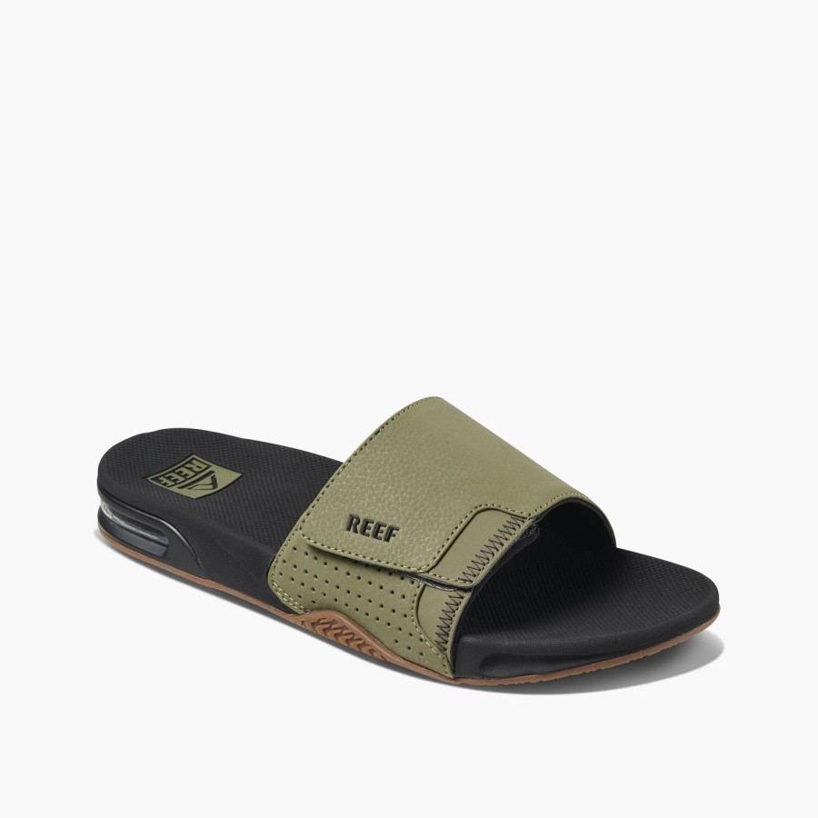 Footwear * | Reef Mens Sandals Fanning Slide Olive/Gum