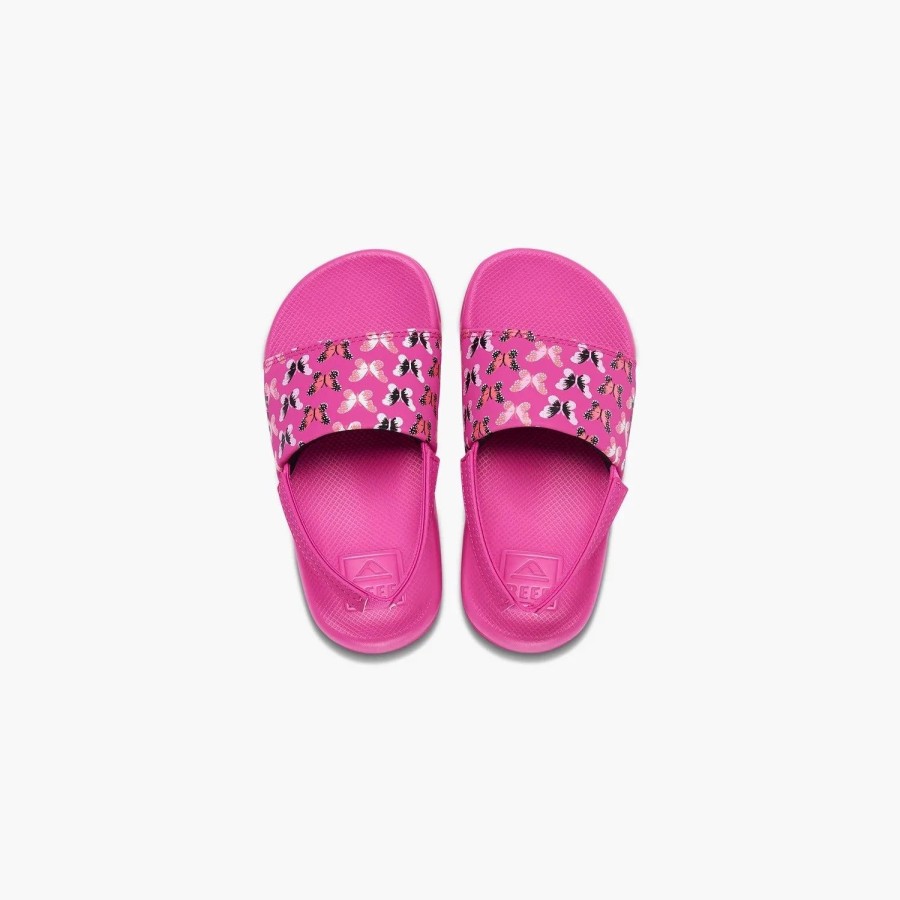 Footwear * | Reef Kids Sandals Little One Slide Orchid Butterfly