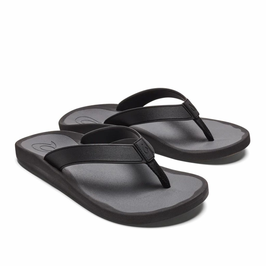 Footwear * | Olukai Mens Sandals Koko'O Black / Dark Shadow (406C)